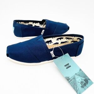 Toms Shoes Alpargata Recycled Cotton Canvas Slip-on Flats Size 6.5 Navy Blue New